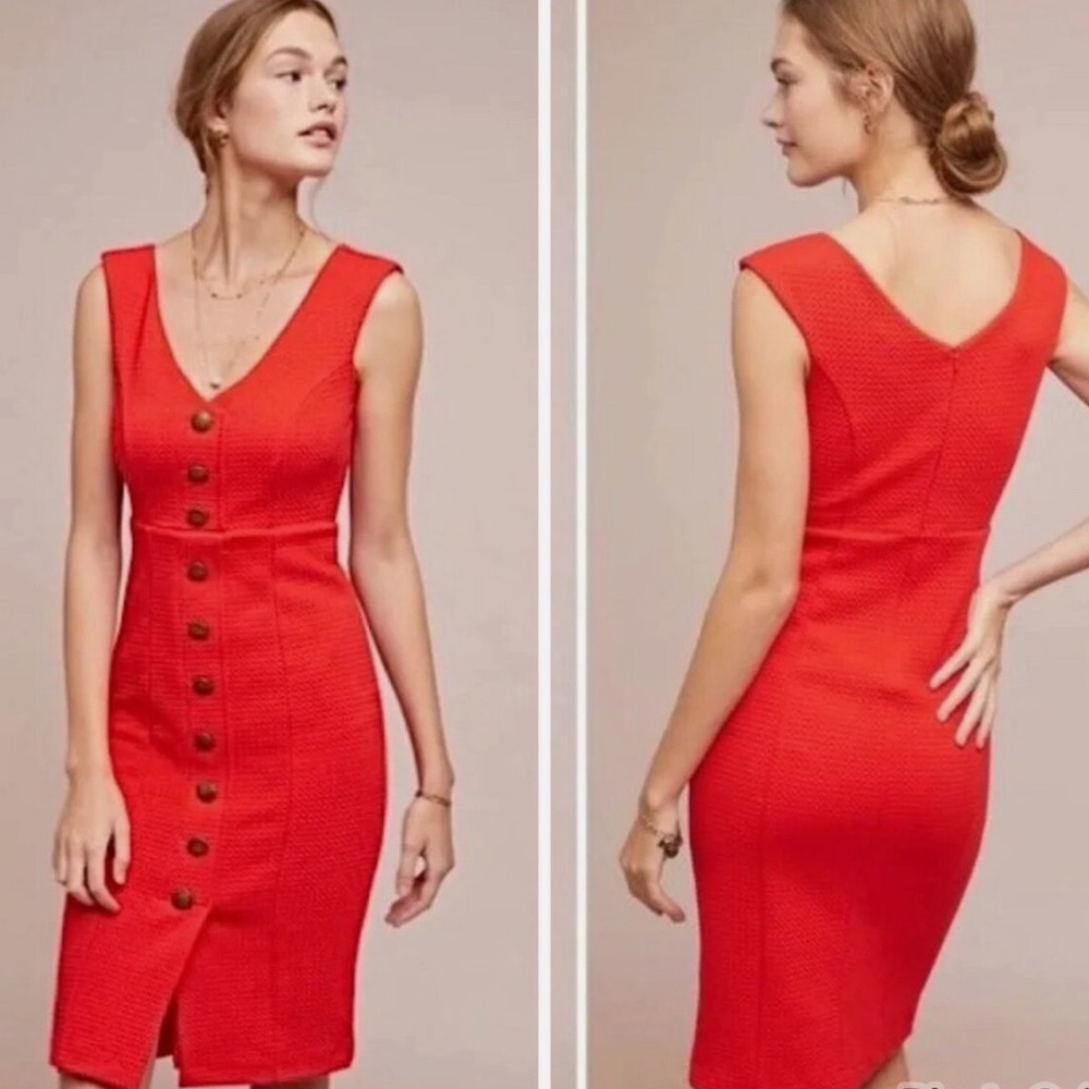 NWT Anthropologie Maeve | Quilted Red Button-Down Dress